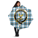 Stewart Muted Blue Tartan Crest Umbrella